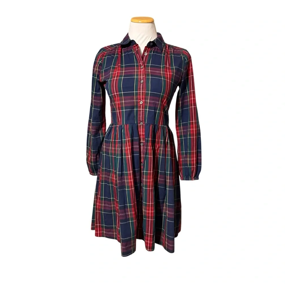 NWT J. Crew Plaid Button Down Shirt Dress